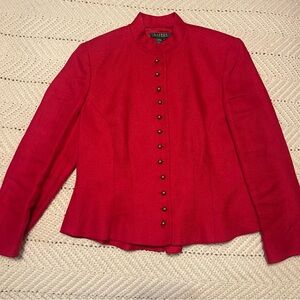 Lauren  Ralph Lauren red linen fitted military blazer
